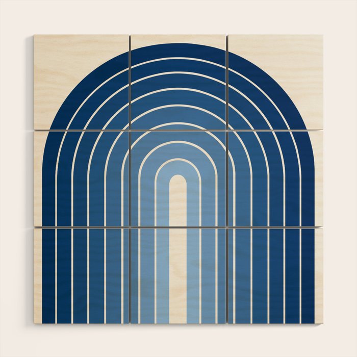 Gradient Arch VIII Bright Blue Mid Century Modern Rainbow Wood Wall Art Gallery Image 1