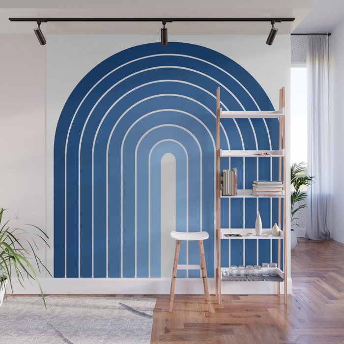 Gradient Arch VIII Bright Blue Mid Century Modern Rainbow Wall Mural Gallery Image 1