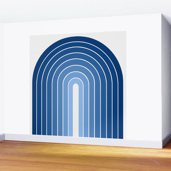 Gradient Arch VIII Bright Blue Mid Century Modern Rainbow Wall Mural Gallery Image 2
