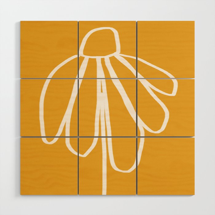 Minimal Flora - daisy yellow Wood Wall Art Gallery Image 1