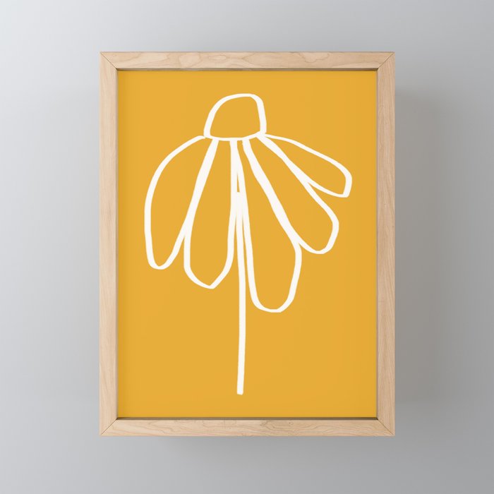 Minimal Flora - daisy yellow Mini Art Print Gallery Image 1
