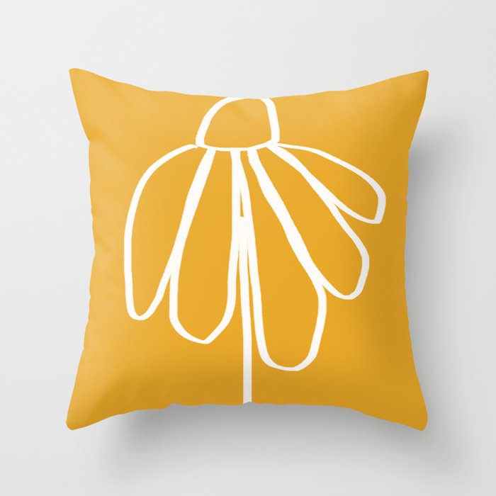 Minimal Flora - daisy yellow Throw Pillow Gallery Image 6