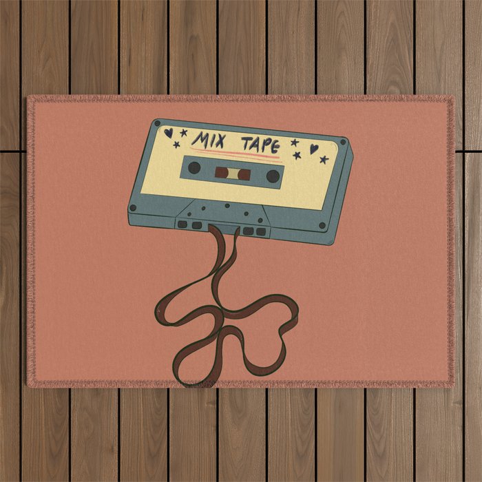 80s Vintage Cassette Mixed Tape  Outdoor Rug Gallery Image 1