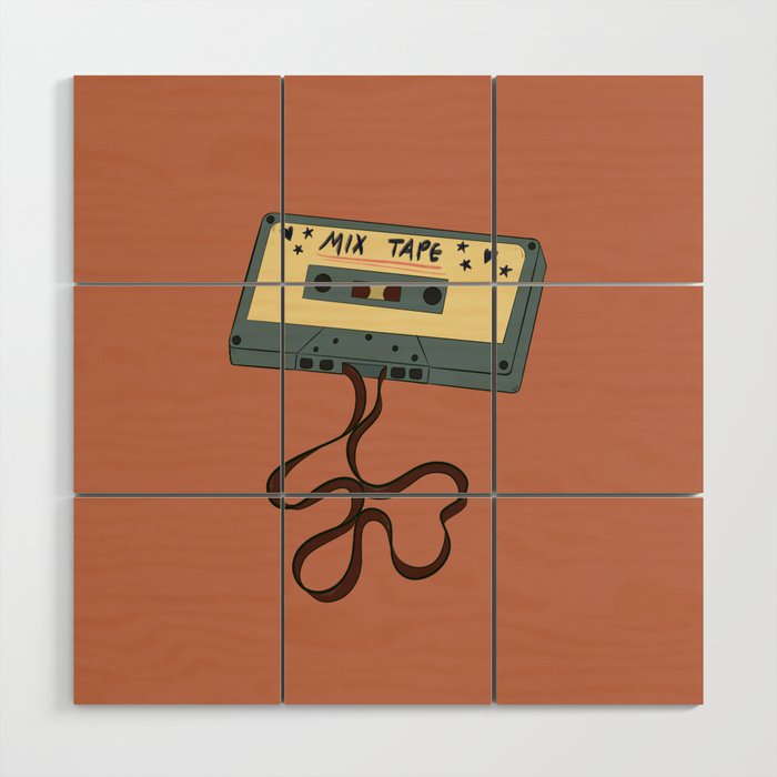 80s Vintage Cassette Mixed Tape  Wood Wall Art Gallery Image 1