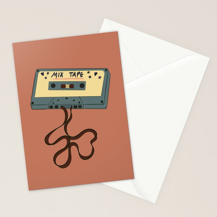 80s Vintage Cassette Mixed Tape  Stationery Card Gallery Image 2