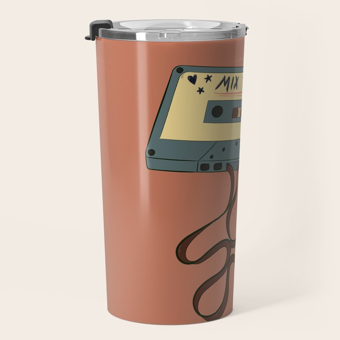 80s Vintage Cassette Mixed Tape  Travel Mug Gallery Image 3