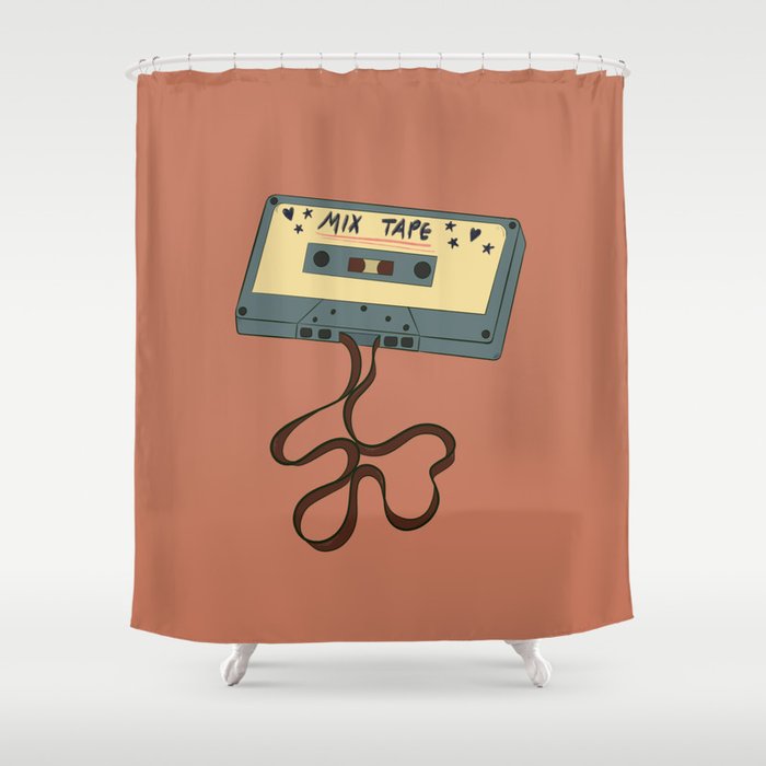 80s Vintage Cassette Mixed Tape  Shower Curtain Gallery Image 1