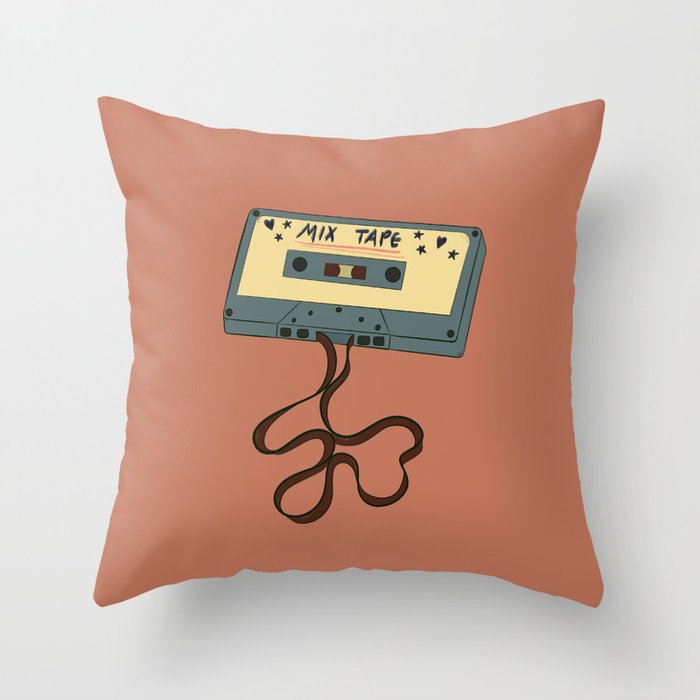 80s Vintage Cassette Mixed Tape  Throw Pillow Gallery Image 1