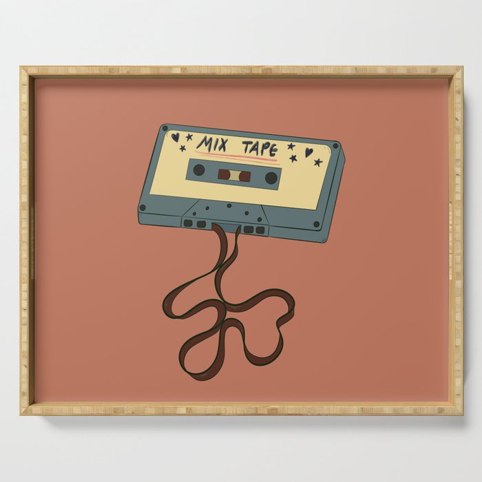 80s Vintage Cassette Mixed Tape  Serving Tray Gallery Image 1