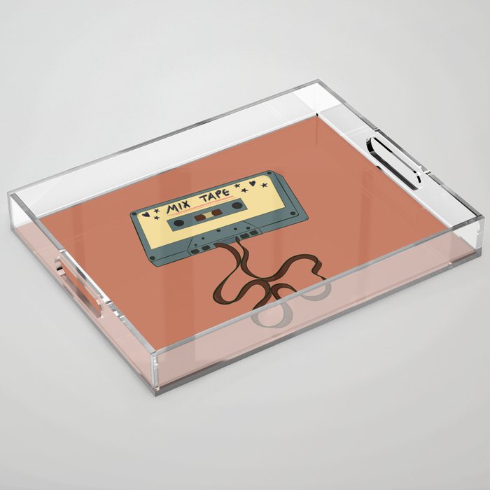 80s Vintage Cassette Mixed Tape  Acrylic Tray Gallery Image 1