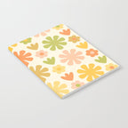 Scandi Floral Grid Retro Flower Pattern in Green Blush Yellow Cream Notebook Gallery Image 2