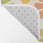 Scandi Floral Grid Retro Flower Pattern in Green Blush Yellow Cream Bath Mat Gallery Image 2