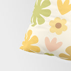 Scandi Floral Grid Retro Flower Pattern in Green Blush Yellow Cream Pillow Sham Gallery Image 4