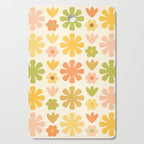 Scandi Floral Grid Retro Flower Pattern in Green Blush Yellow Cream Cutting Board Gallery Image 1