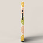 Scandi Floral Grid Retro Flower Pattern in Green Blush Yellow Cream iPhone Case Gallery Image 2