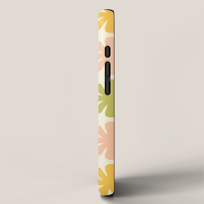 Scandi Floral Grid Retro Flower Pattern in Green Blush Yellow Cream iPhone Case Gallery Image 2