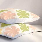 Scandi Floral Grid Retro Flower Pattern in Green Blush Yellow Cream Pillow Sham Gallery Image 3