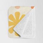Scandi Floral Grid Retro Flower Pattern in Green Blush Yellow Cream Throw Blanket Gallery Image 3