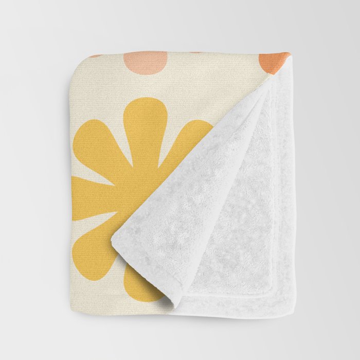 Scandi Floral Grid Retro Flower Pattern in Green Blush Yellow Cream Throw Blanket Gallery Image 3
