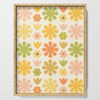 Scandi Floral Grid Retro Flower Pattern in Green Blush Yellow Cream Serving Tray Gallery Image 1