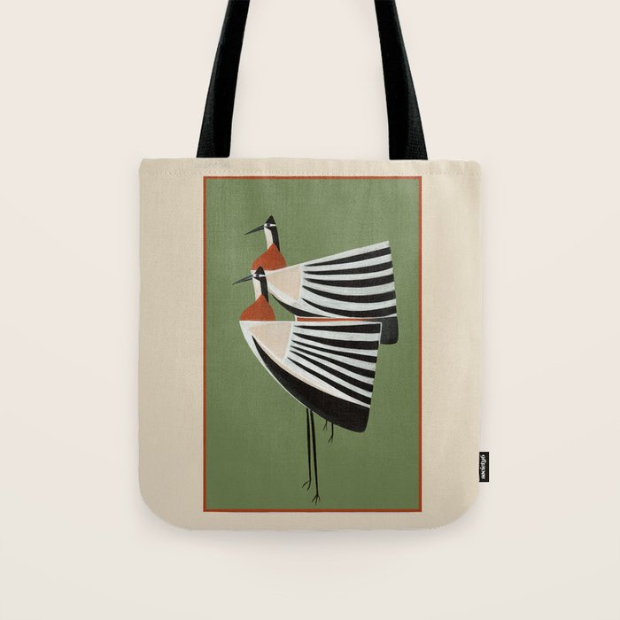 Striped Bird Pair Tote Bag Gallery Image 1