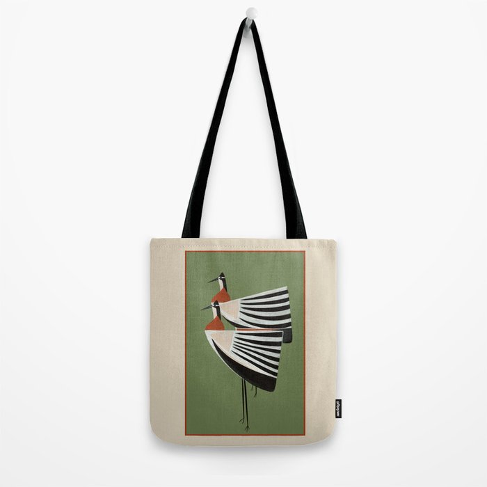 Striped Bird Pair Tote Bag Gallery Image 2