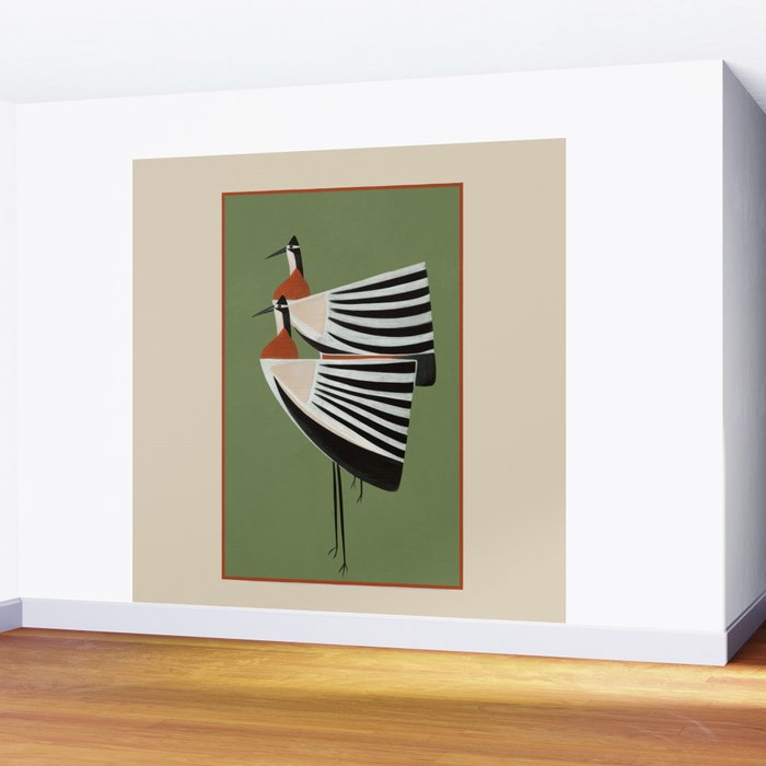 Striped Bird Pair Wall Mural Gallery Image 2