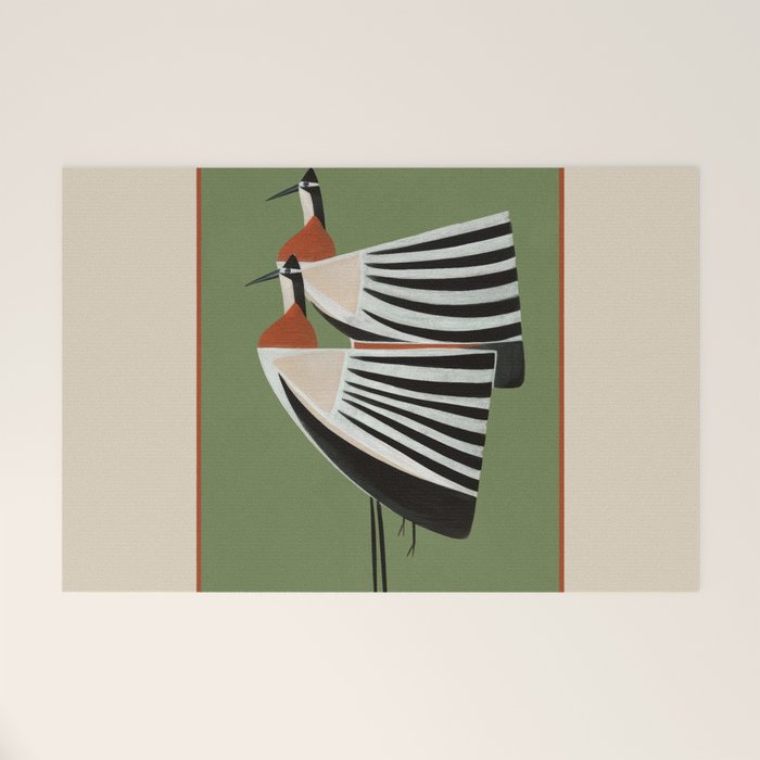 Striped Bird Pair Welcome Mat Gallery Image 1