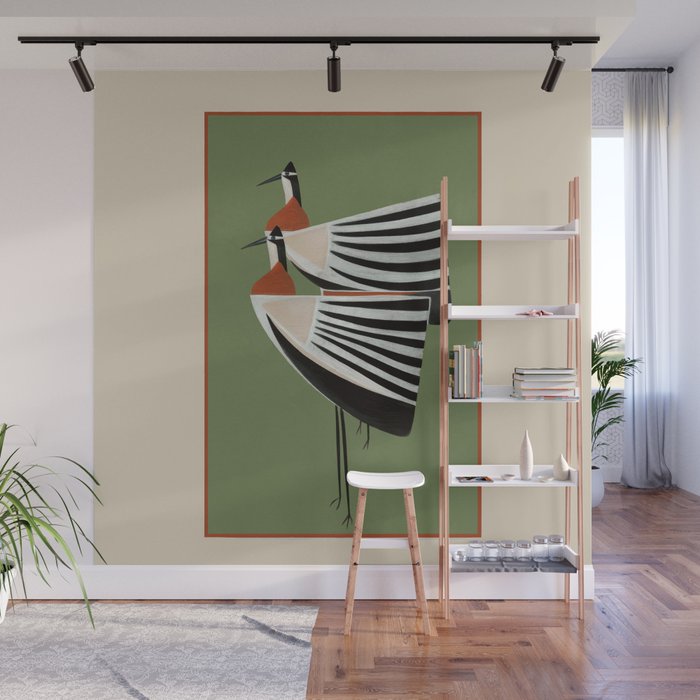 Striped Bird Pair Wall Mural Gallery Image 1