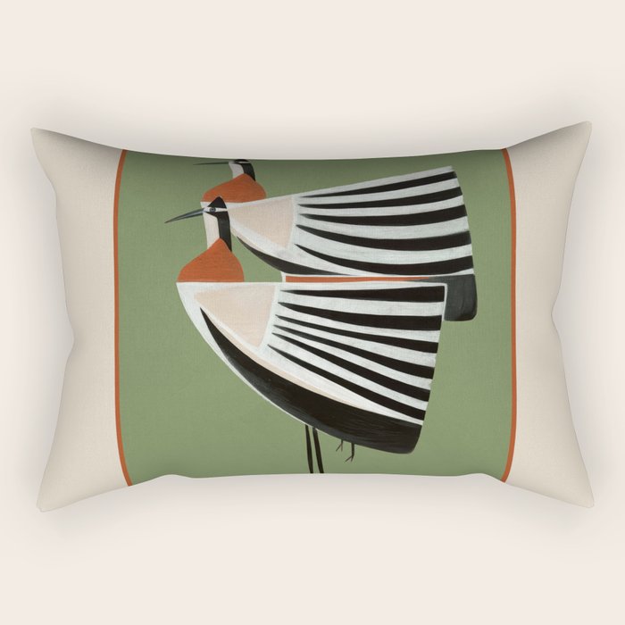 Striped Bird Pair Rectangular Pillow Gallery Image 1
