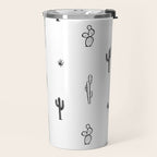 Black and white cactus plant pattern art Travel Mug Gallery Image 2