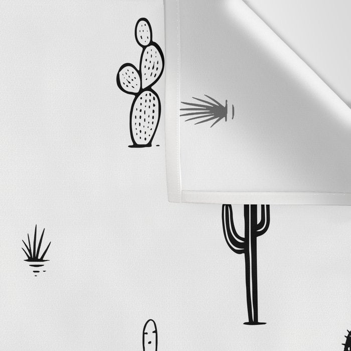 Black and white cactus plant pattern art Wall Tapestry Gallery Image 3