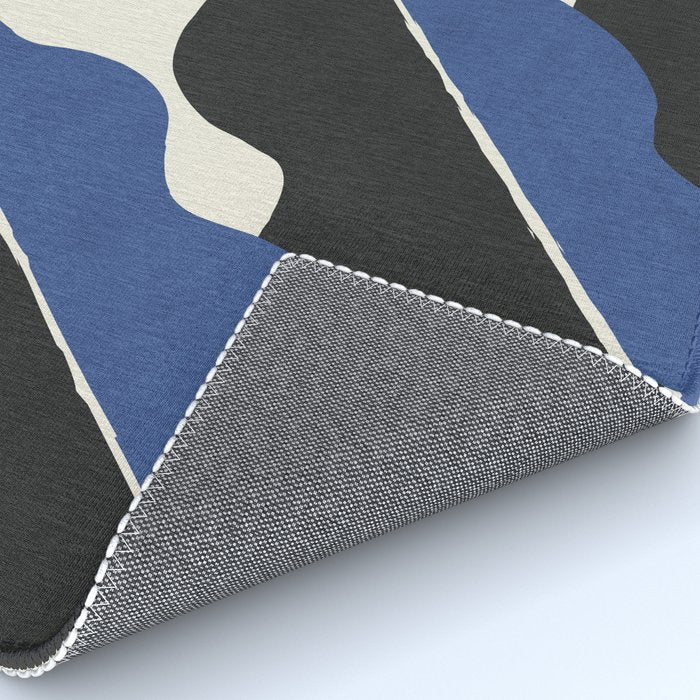 Color Block Abstract Leaf - Blue Black  Rug Gallery Image 4