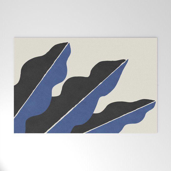 Color Block Abstract Leaf - Blue Black  Welcome Mat Gallery Image 1