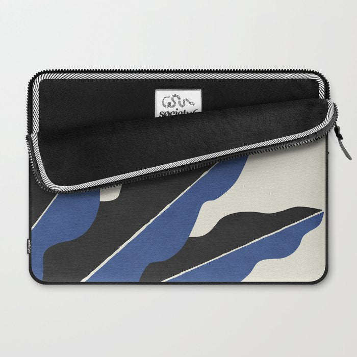 Color Block Abstract Leaf - Blue Black  Laptop Sleeve Gallery Image 2