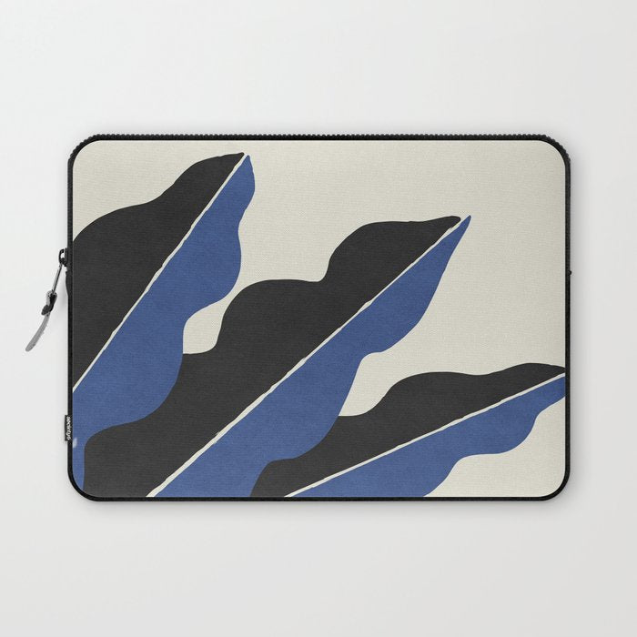 Color Block Abstract Leaf - Blue Black  Laptop Sleeve Gallery Image 1