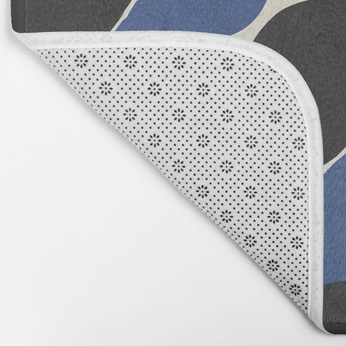 Color Block Abstract Leaf - Blue Black  Bath Mat Gallery Image 2
