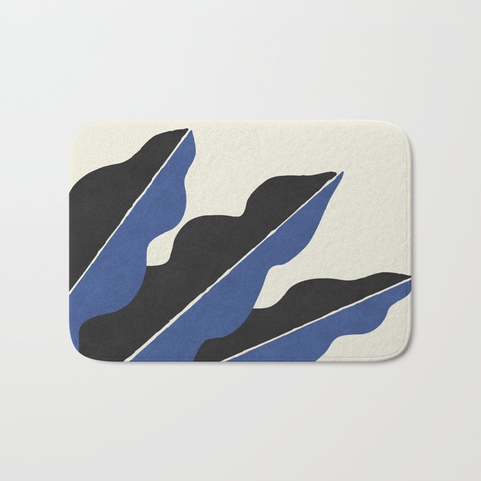 Color Block Abstract Leaf - Blue Black  Bath Mat Gallery Image 1