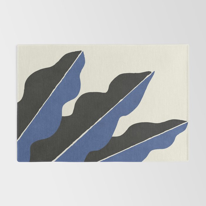 Color Block Abstract Leaf - Blue Black  Rug Gallery Image 2