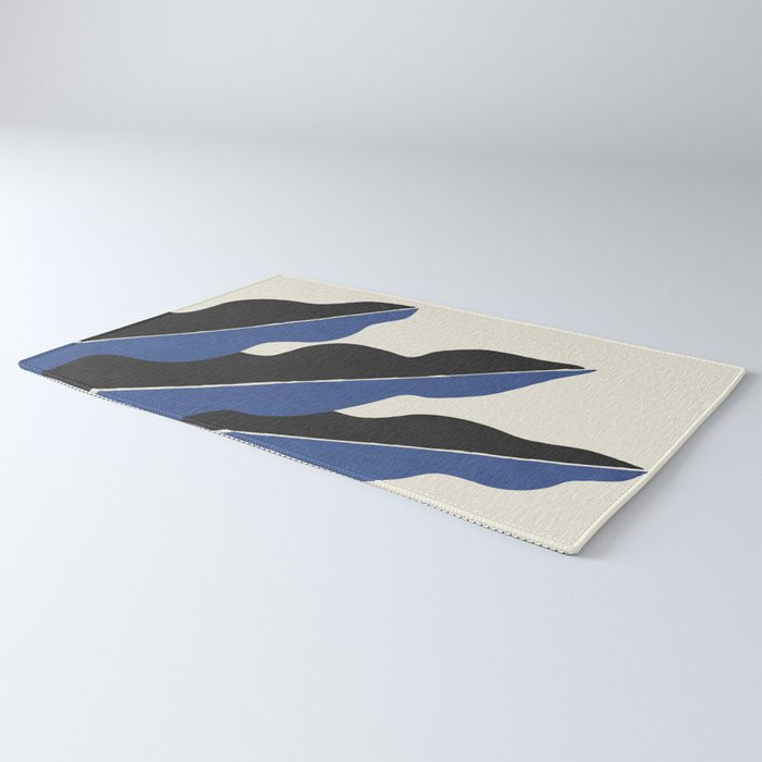 Color Block Abstract Leaf - Blue Black  Rug Gallery Image 3