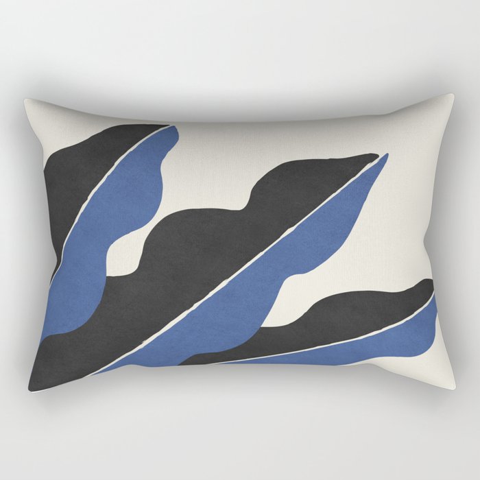 Color Block Abstract Leaf - Blue Black  Rectangular Pillow Gallery Image 1