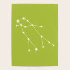 Gemini Zodiac Star Constellation Line Art Chartreuse Green Poster Gallery Image 4