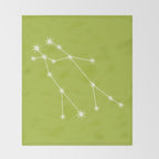 Gemini Zodiac Star Constellation Line Art Chartreuse Green Throw Blanket Gallery Image 2