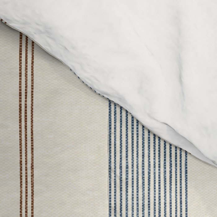 ivy stripes - blue, rust on cream Comforter Gallery Image 4