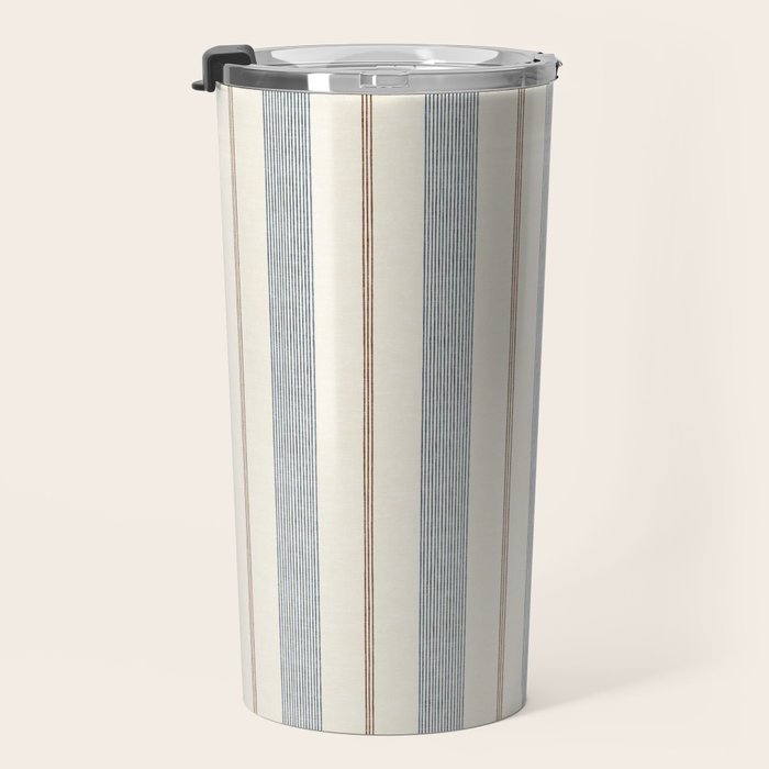ivy stripes - blue, rust on cream Travel Mug Gallery Image 3
