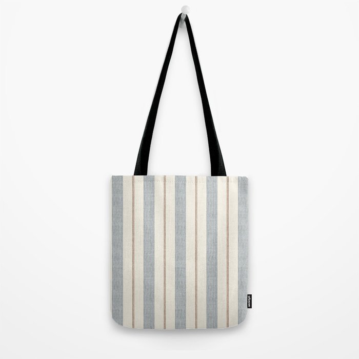 ivy stripes - blue, rust on cream Tote Bag Gallery Image 2