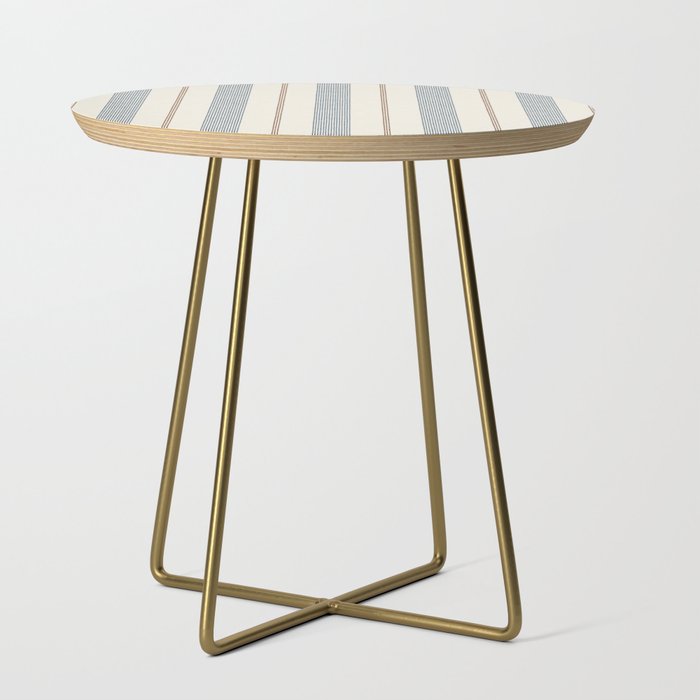 ivy stripes - blue, rust on cream Side Table Gallery Image 1