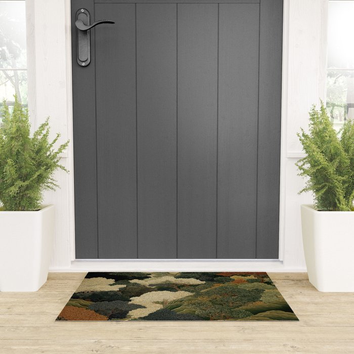 Japanese green Forest Painting Autumn Art Japandi Wall Art maximalist Art Nouveau Botanical Print Welcome Mat Gallery Image 3