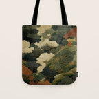 Japanese green Forest Painting Autumn Art Japandi Wall Art maximalist Art Nouveau Botanical Print Tote Bag Gallery Image 1