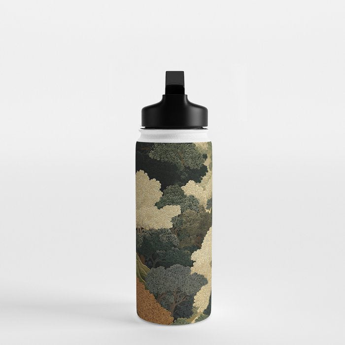 Japanese green Forest Painting Autumn Art Japandi Wall Art maximalist Art Nouveau Botanical Print Water Bottle Gallery Image 3